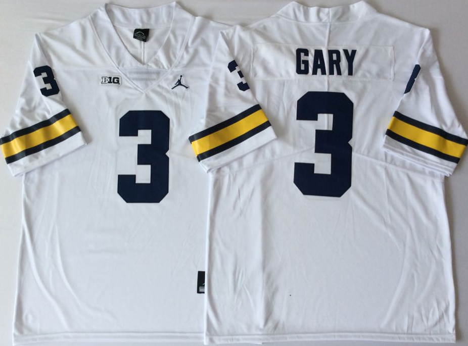 NCAA Men Michigan Wolverines White 3 GARY